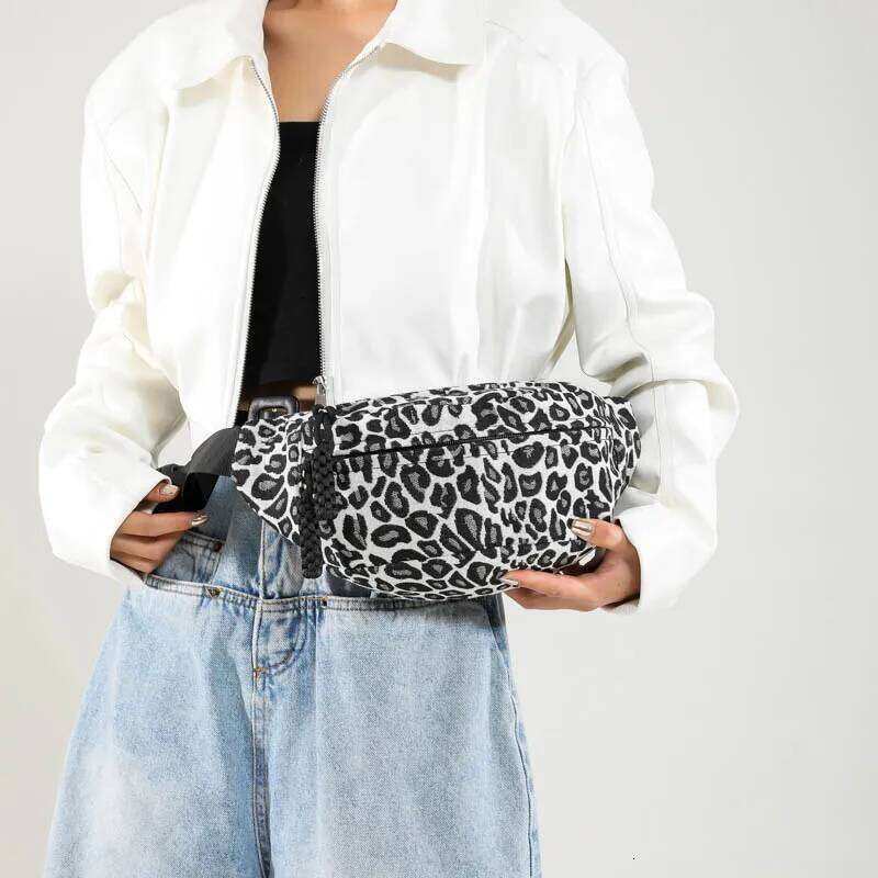 Leopard print Women Canvas Fanny Pack Chest Fashion Shoulder Crossbody Bags High quality Waist Belt Bag bag