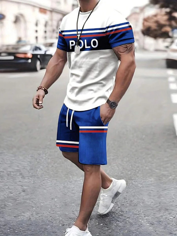 Summer Everyday Casual Mens T-shirt Shorts Set Urban Street Fashion Mens Short-sleeved Outdoor Sports Mens Shorts 3D Printing 250617