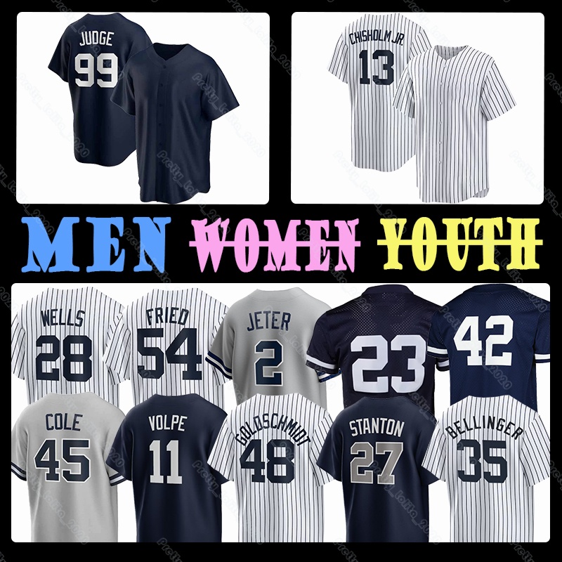 99 Aaron Judge Baseball Jersey 13 Chisholm Jr 45 Gerrit Cole 54 Max Fried 2 Derek Jeter 23 Don Mattingly 42 Mariano Rivera 51 Bernie Williams 44 Reggie Jackson Yankees