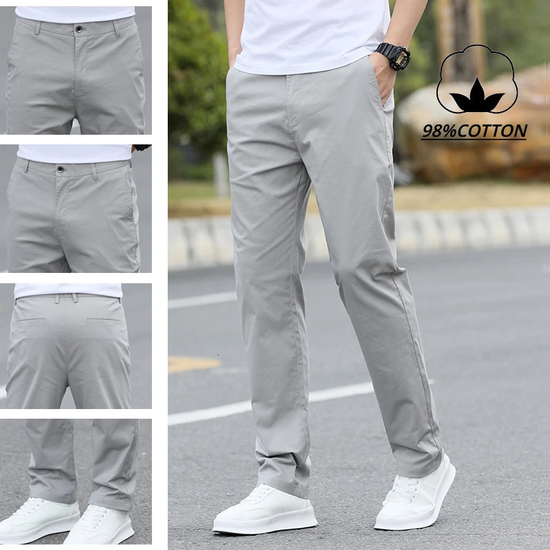 Mens High-Quality Chinos -Cotton Casual Trousers - Breathable Straight Pants Sizes w28-w40 250614