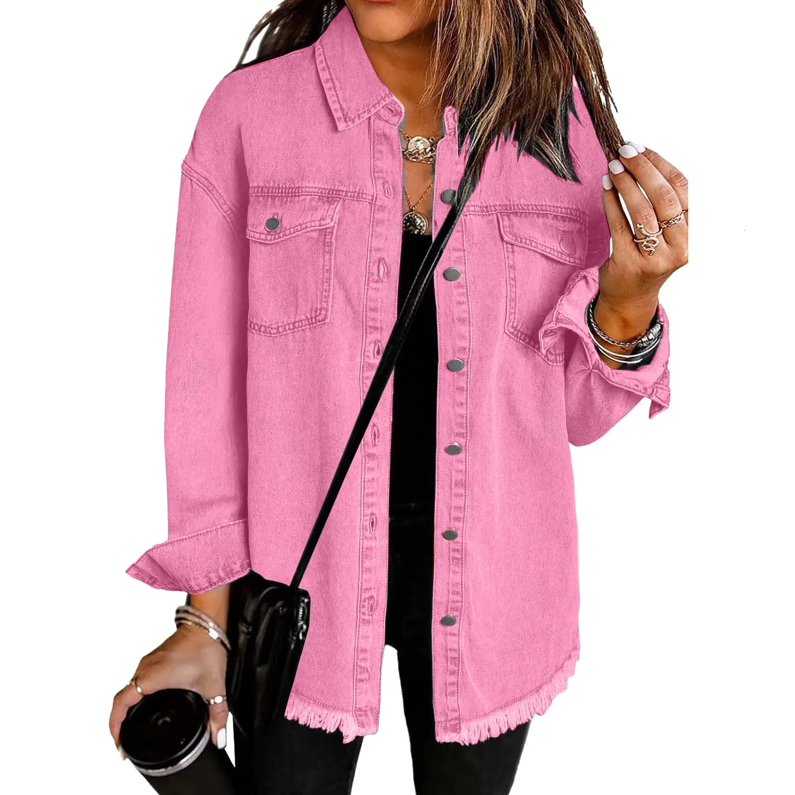 Women Fashion Washed Denim Jacket Autumn Winter Personality Street Coat Trendy Street Outdoor Casual Versatile Clothing 250616