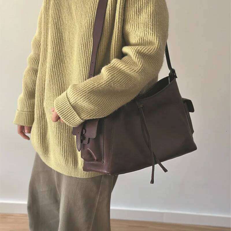 Johnature Casual Tote Bag 2025 New Genuine Leather Soft Cowhide Large Capacity Simple Commuting Women's Shoulder Bags