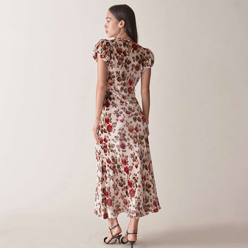 Goth Beach Dress Dresses for Woman Party June 495 Summer New 2025 High-quality Rayon Burnout Round Neck Short Sleeve Mid-length Asymmetrical Dress