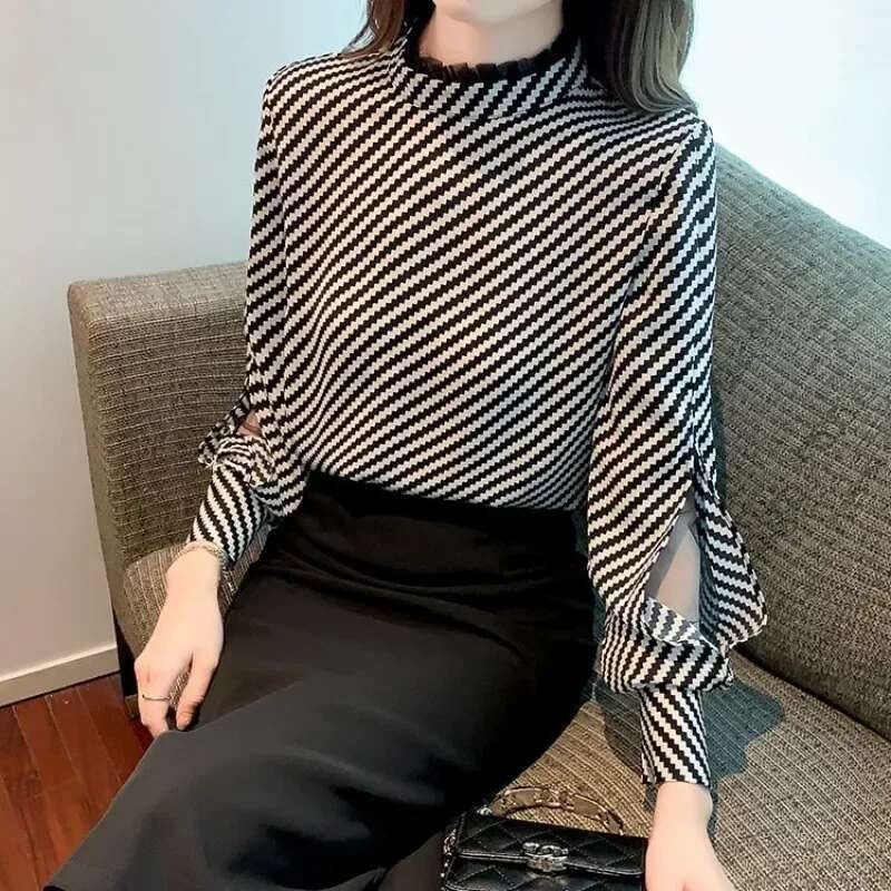 Top Female Polyester With Sleeves Elegant Womens Long Sleeve T-shirt Cheap Clothing Sales Korean Reviews Many Clothes Fashion