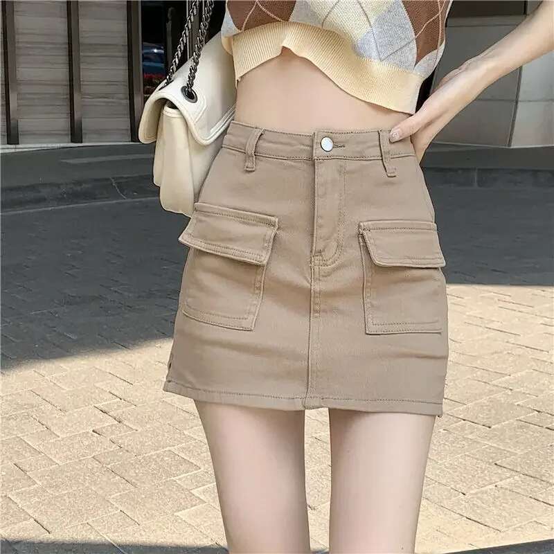 Trend 2025 Vintage Tight High Waist Jeans Skirts for Women Harajuku Premium Modest Clothing Y2k New In Casual Woman Denim Skirt