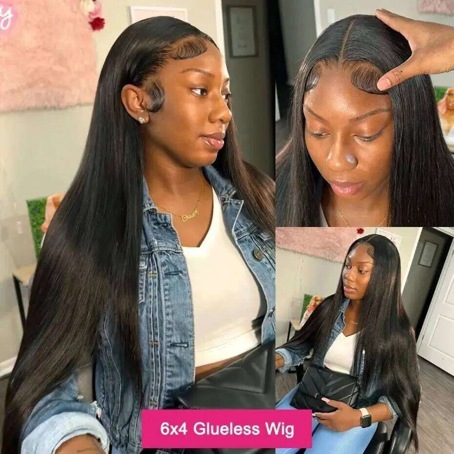 Straight Pre-Cut Wig 5x5 6x4 7x5 9x6 Lace Closure Glueless No Glue Brazilian Remy Human Hair Easy Ready To Wear And Go