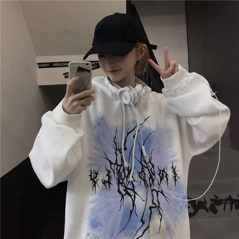 Hooded 2025 Punk Hoodies Long Hip Hop Female Clothes Grunge Sweatshirt for Women Aesthetic Korean Y2k Designer Tops Graphic Hot