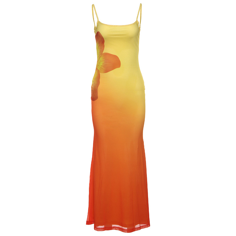 B616Cross-border European and American style summer new women's clothing street fashion sexy suspender long dress female