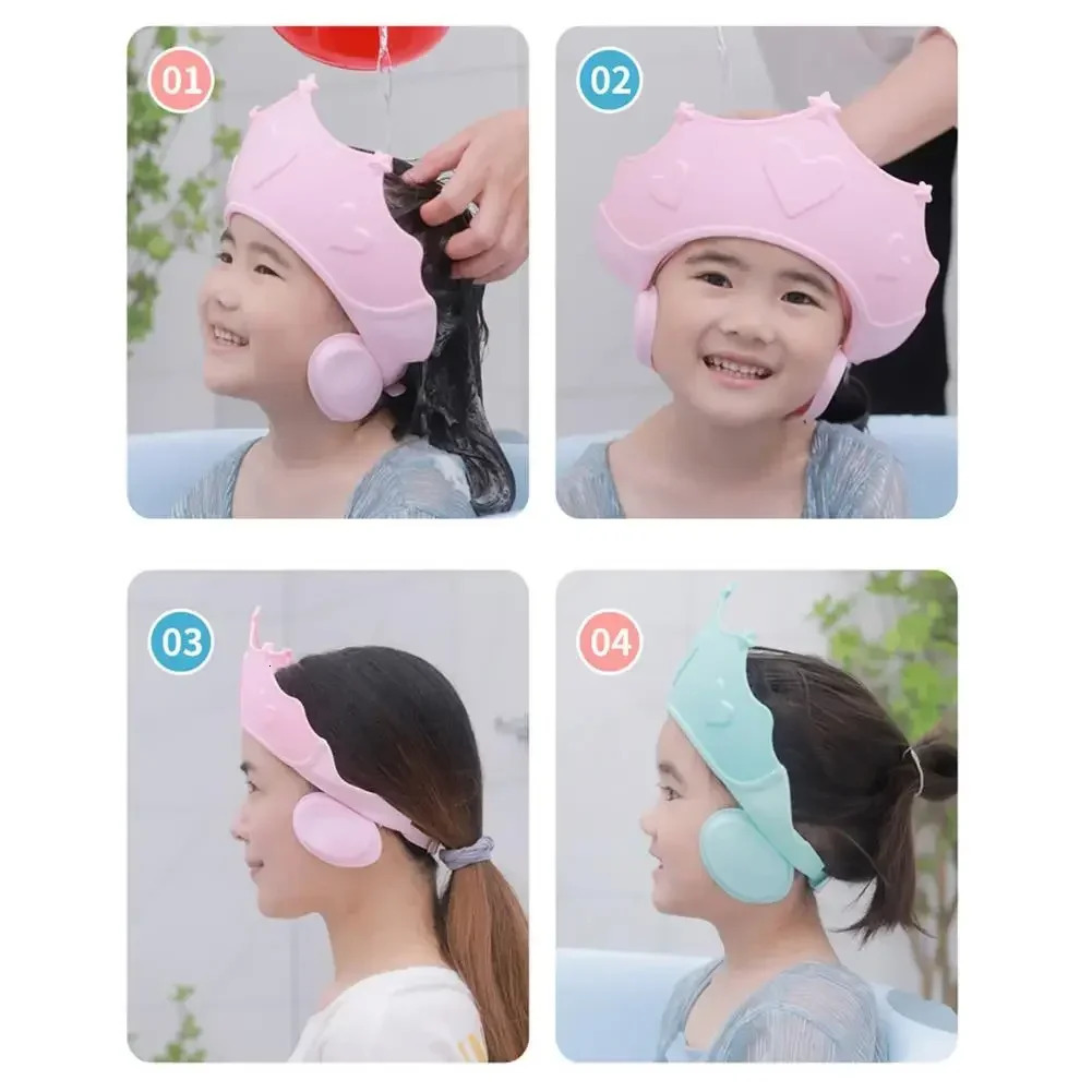 Children Shampoo Bathing Adjustable Hair Wash Hat Shower Protect Head Cover Baby Shower Soft Cap For Kids Ear Protection Safe 250617