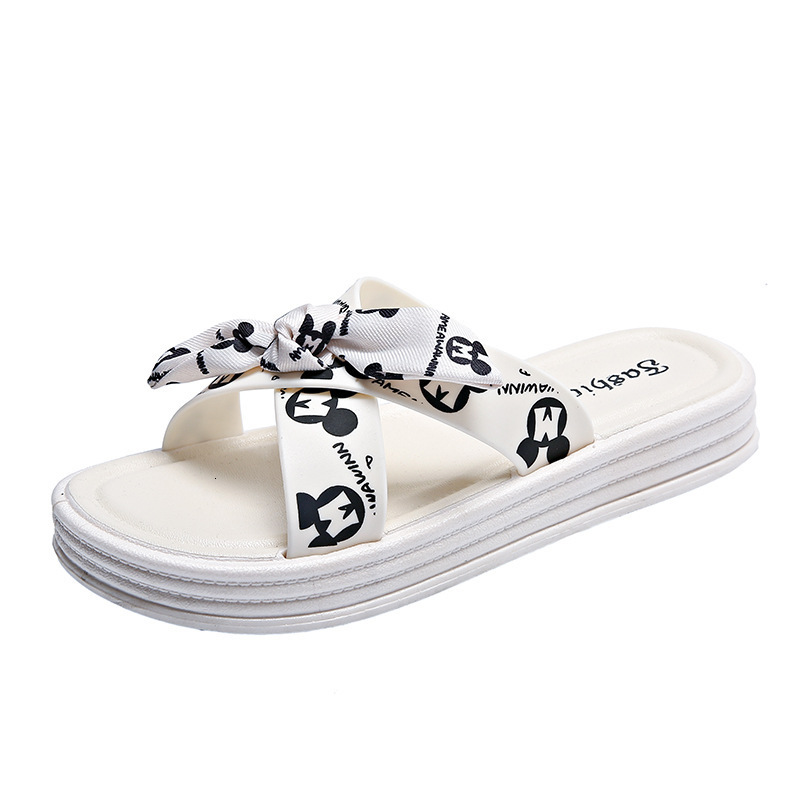 Women's bow slippers summer new multifunctional flat shoes anti slip cartoon women's sandals designer sandals fashionable women's slipp