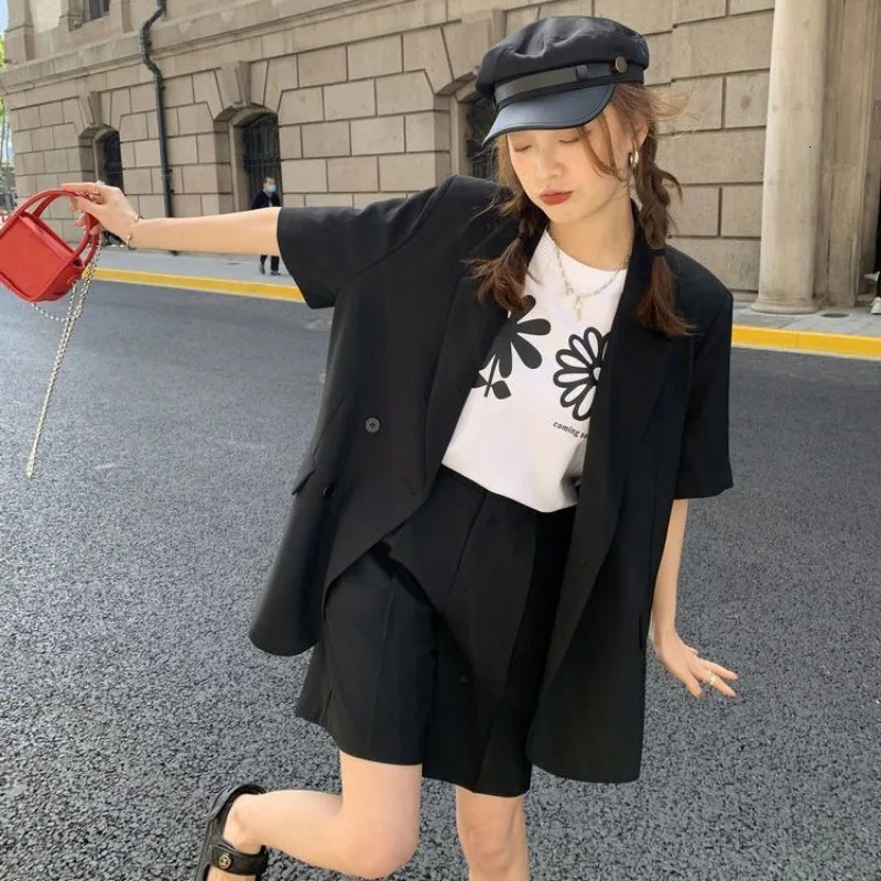 Pant Suits Spring and Summer Thin Casual Loose Short Sleeved Suit Jacket Women Twopiece Set 250612