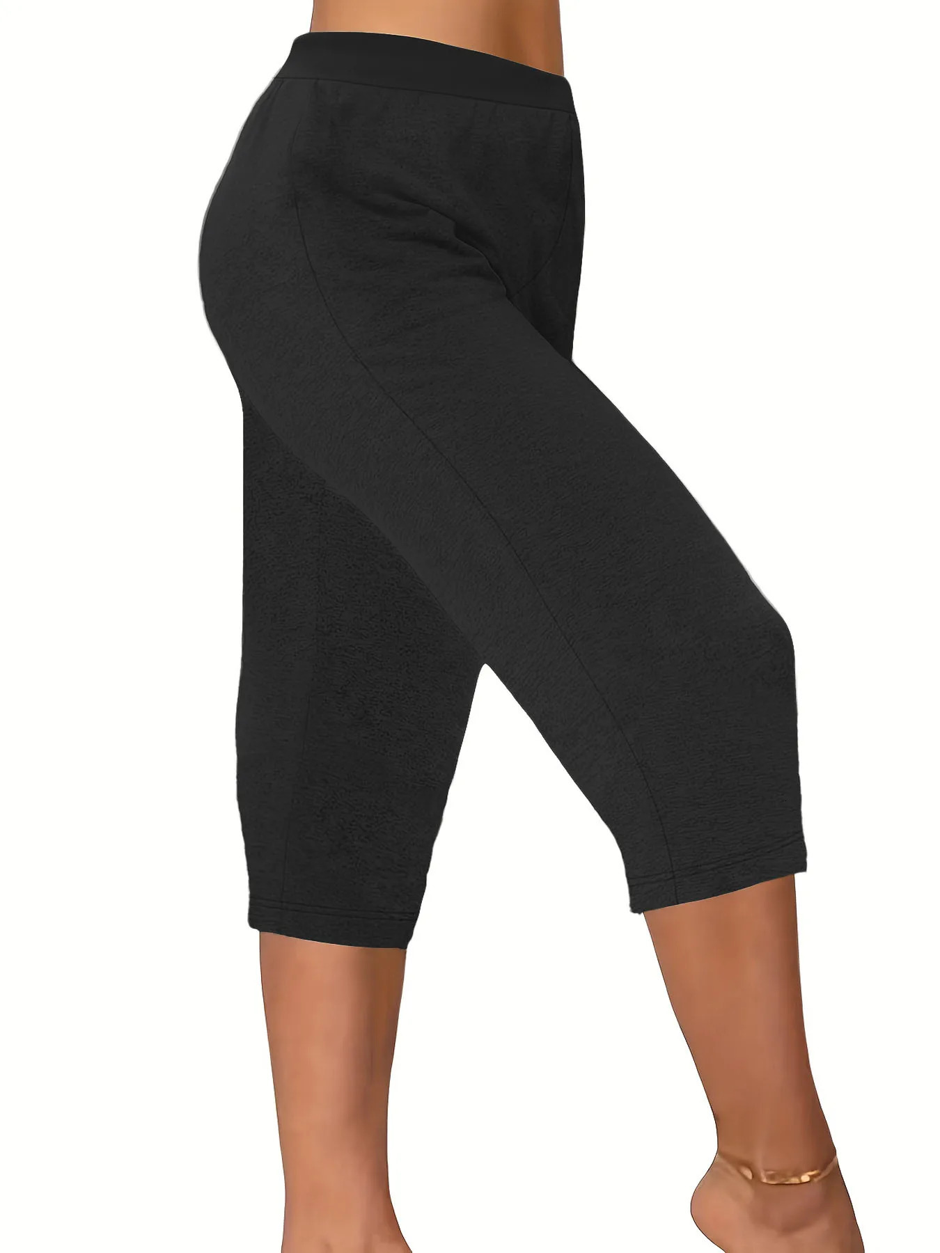 2024 summer plus size European and American style high elastic fabric slimfit hip style cropped pants 250609