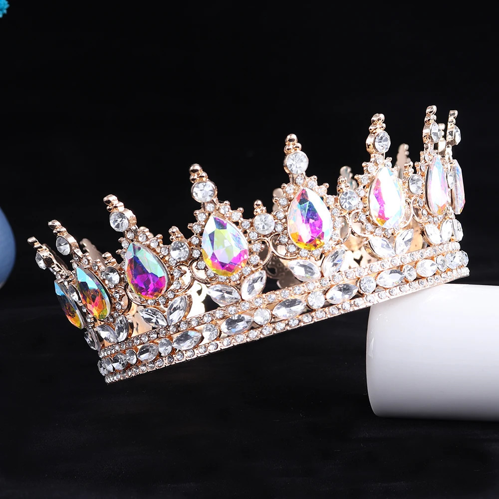 Bridal Crown Colorful Crystal Princess Tiara Elegant Wedding Jewelry Head Accessories Women Headpiece 250603