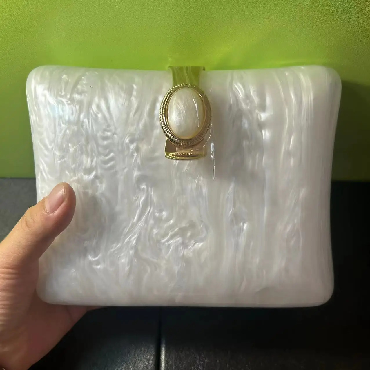 Designer Pearl Women Acrylic Evening Bags Luxury Lady Solid White Clutch Purse Vintage Party Prom Cute Casual Handbags 250614