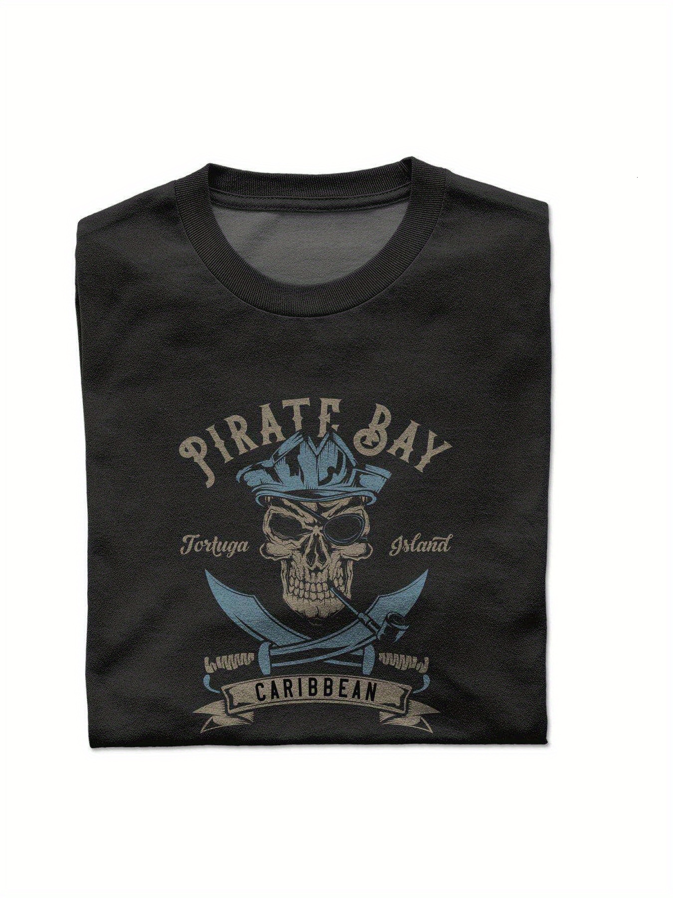 Dongdumaoyi Round Collar T Shirts Adult Black Men Short Sleeve Cotton Skull White S-3Xl 180G Text f02b