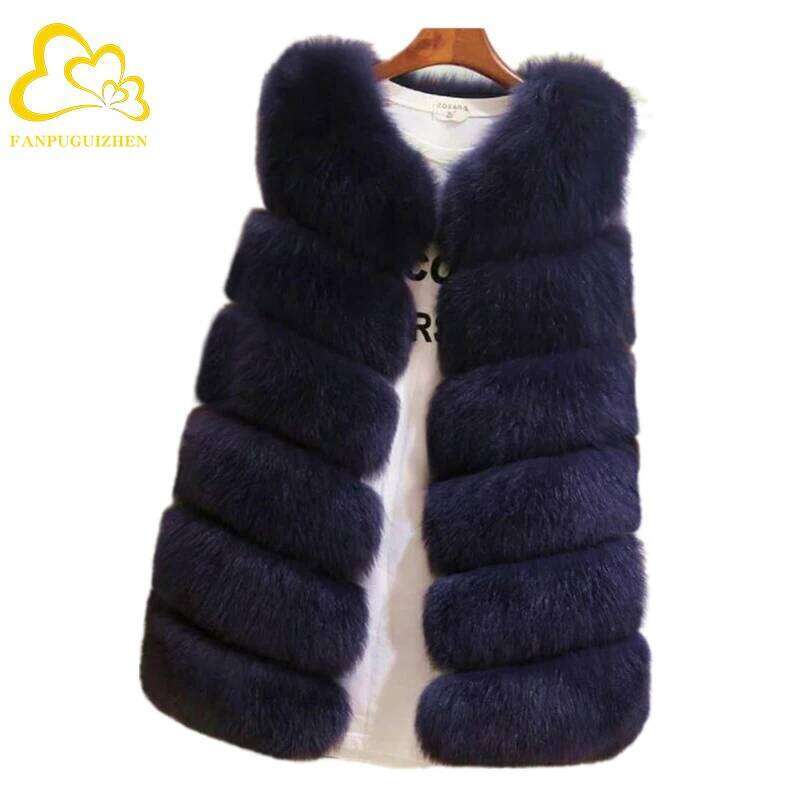 Faux Fur Coat for Women, Warm Long Vest, Casual Street Wear, High Grade, Winter Fashion, New Arrival