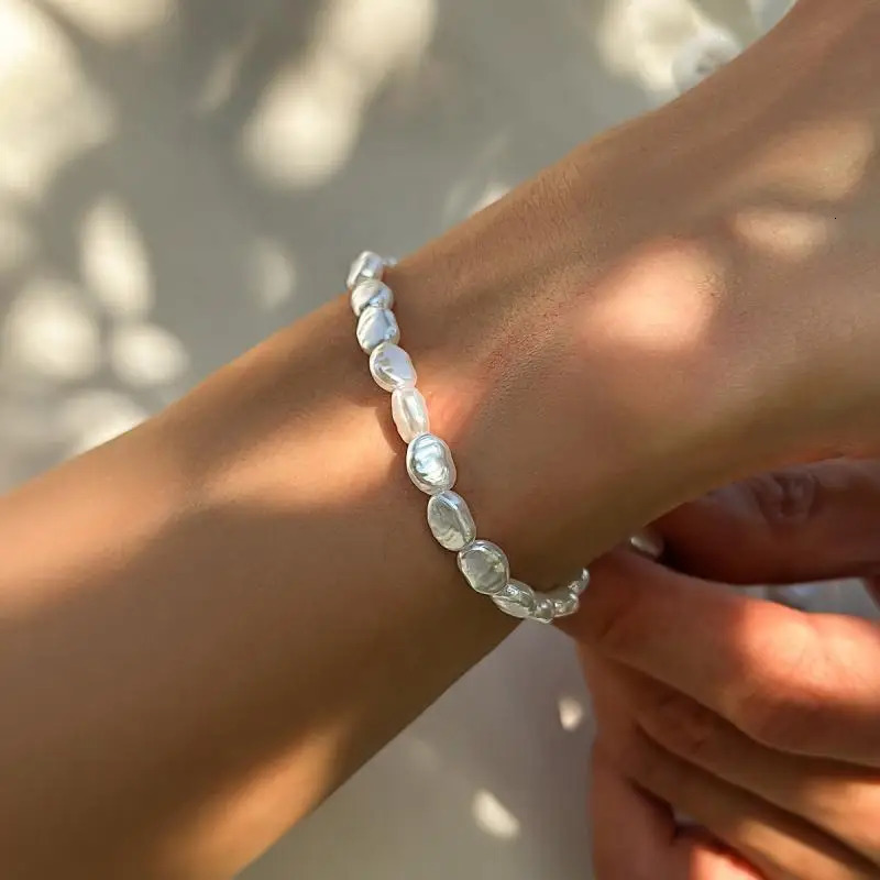 Fashion Oval Pearl Chain Bracelet Necklace Men Women Handmade Classic Chain Beads Bracelet for Men Jewelry Set 250616