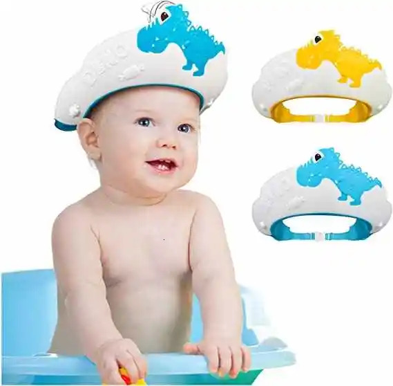Adjustable Size Children Shampoo Cap Crown Baby Shower Cap Cartoon Bath Visor Infant Hair Shield Ear Protection Waterproof 250617