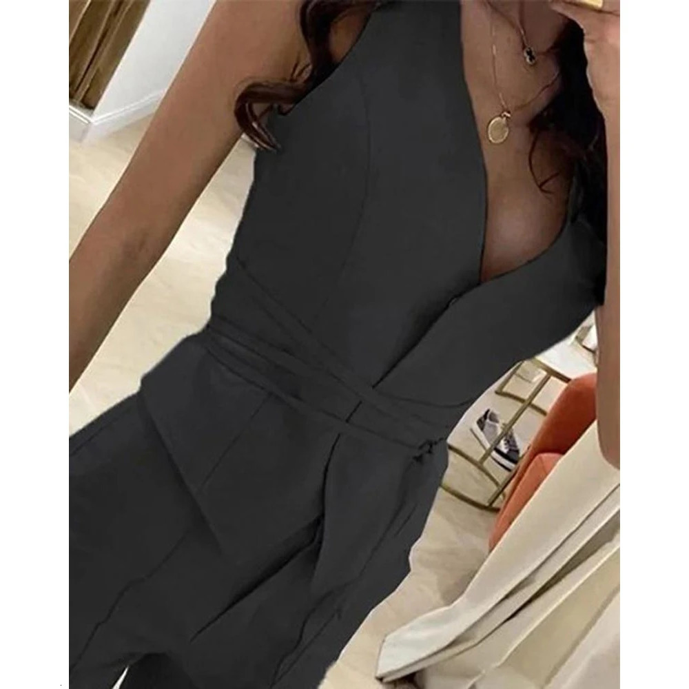 Women Casual Plain Blazer Vest Work Pants Set Formal Sleeveless OL Style 2 Pieces Bussiness Office Lady Suit Sets Workwear 250612