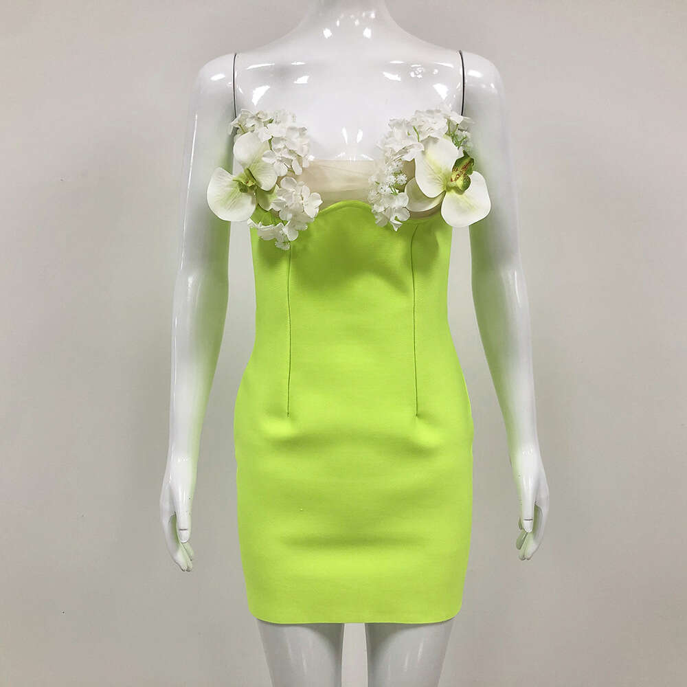 Women's Fashion Summer New Sexy Floral Bandage Tube Top Dress Bodycon Slim Short Skirt Set