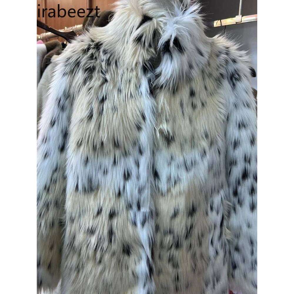 2024 new imitation skin spot thick warm loose fur coat leopard print Mainland China fashion winter jacket women