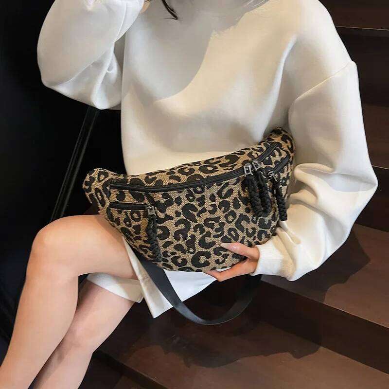 Fashion Leopard Print Waist Street Trend Fanny Pack Woman Chest Packs Nylon Belt Bag Female Shopping Shoulder Crossbody Bags bag