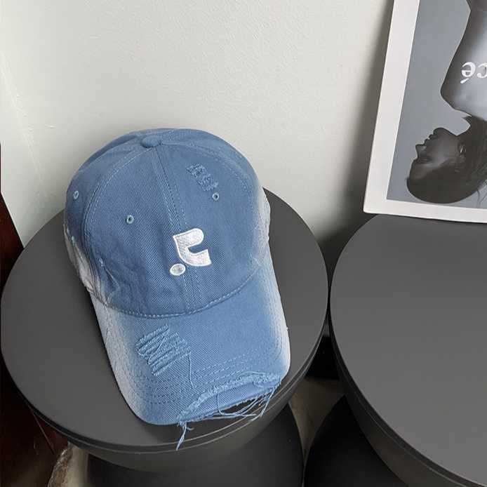 Versatile Trendy INS Style Vintage Distressed Embroidered Baseball Cap Couple Matching Face Slimming Duckbill Cap 250615