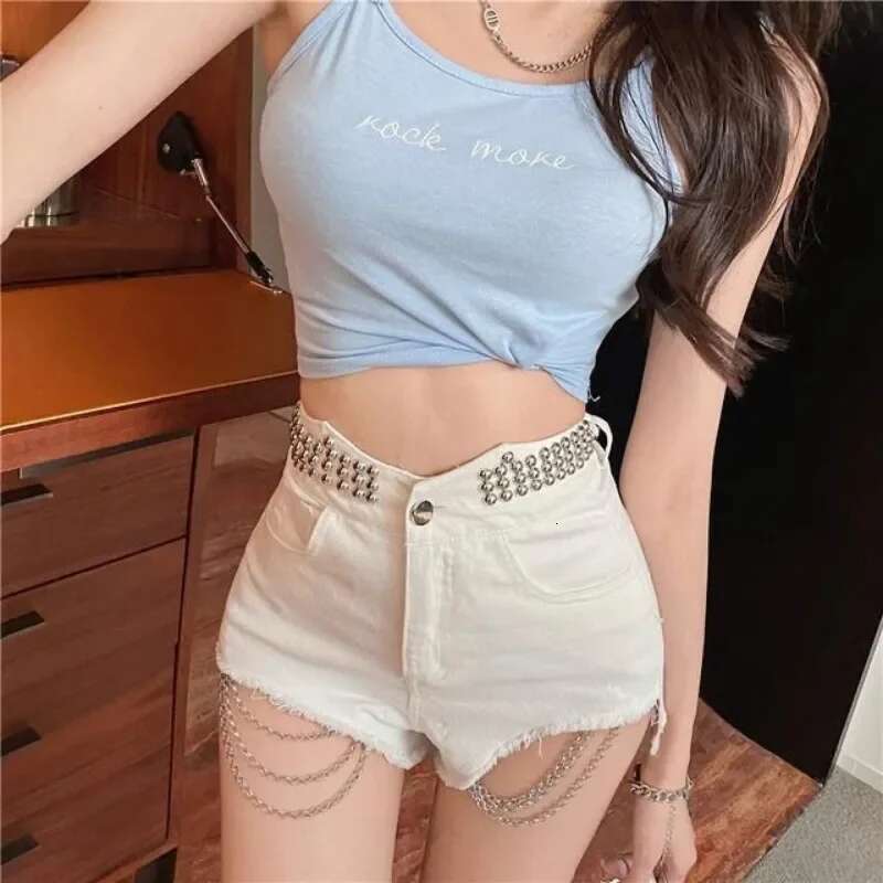 With Waist Pocket Nail Beads Short Jean Pants Woman Cheap Low Price Japanese 2000s Style Harajuku Fashion Denim Shorts for Women