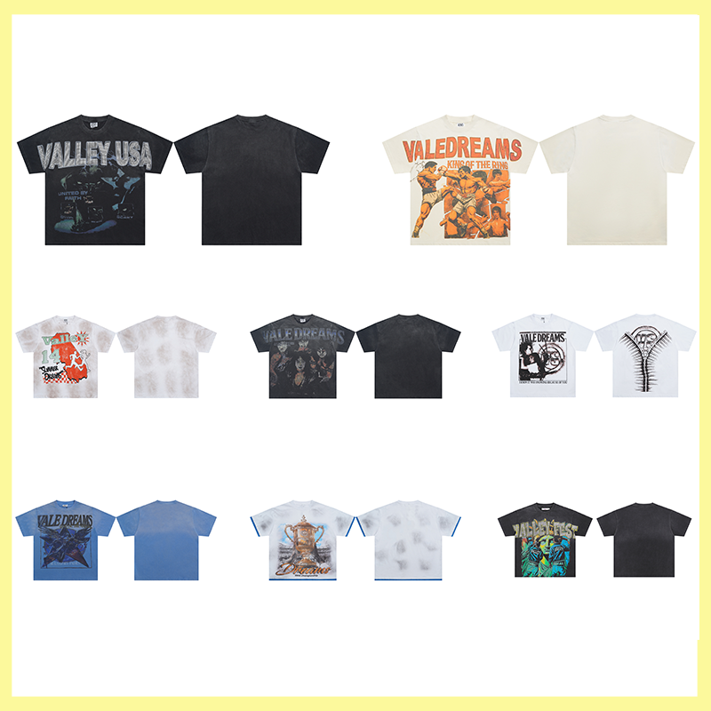 Men's T Shirts VALE American Drop Animal Print Short Sleeve Harajuku Gothic Graphic Madam Top Street T-shirts Fashion Men Women Clothes