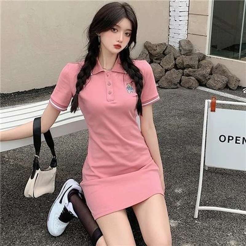 Womens Dress Tshirts Female Dresses 2025 Fairy Clothing Tight Short Kawaii Shirt Bodycon Mini Cute Aesthetic Xxl Fashion X Xl G