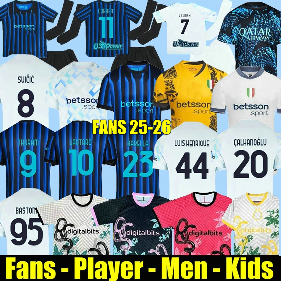 25 26 Maglia LAUTARO fianl Soccer Jerseys BARELLA LUIS Henrique FRATTESI Sucic CALHANOGLU Football Shirt 2025 2026 milans Rossi Special Men Kids kit THURAM