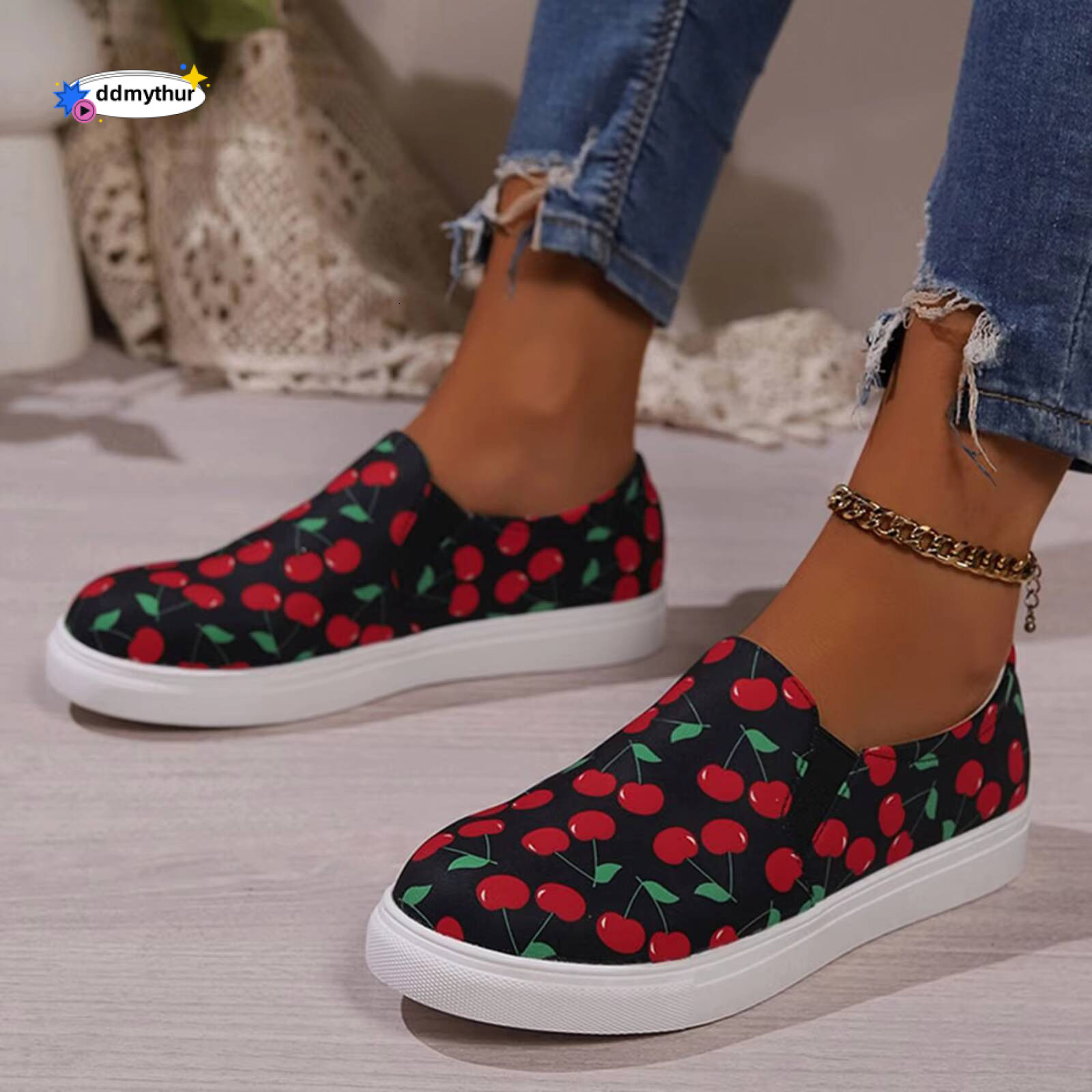 Summer Sandals For Women Ladies' Fashionable Flat Cherry Casual And Sports Wedding Shoes Bride ddmythur