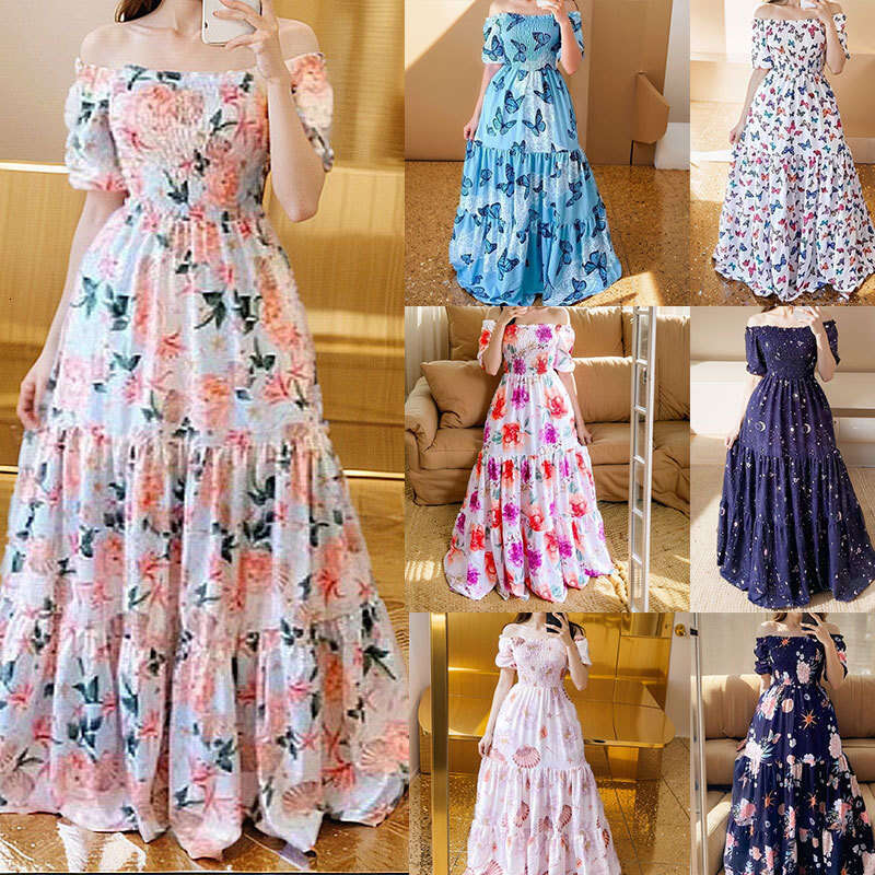 New Autumn Women's Off-Shoulder Floral Fashion Print Swing Dress 661 B5