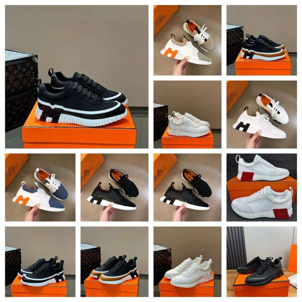 Designer Shoes Bouncing Sneaker Men Casual Leather And Mesh Lace Up Sports Runner Shoes Rubber Sole Mans Low Top Street Style No Box Eu36-46 H Word