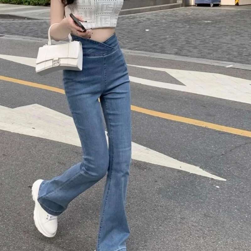 Woman Jeans Stretch High Waist Denim Pants for Women Unique Trend 2025 Grunge Y2k Baggy Fitted Chic and Elegant Vibrant Trousers
