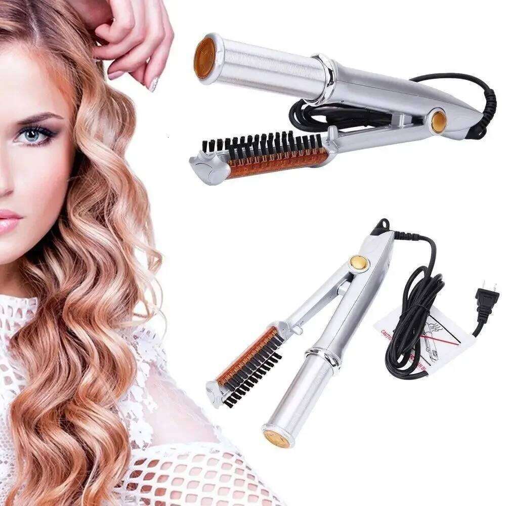 Professional Hairs Straighter Rotating Brush Curler Styler Hair Styling Tools Iron Straightening And Curling