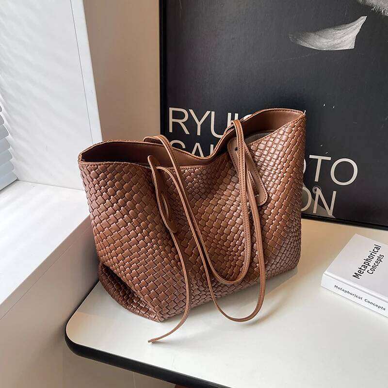Women's Large Capacity Handbag For Winter PU Leather Fashion Trend Shoulder Side Bag Vintage Shopper Shopping Office Tote