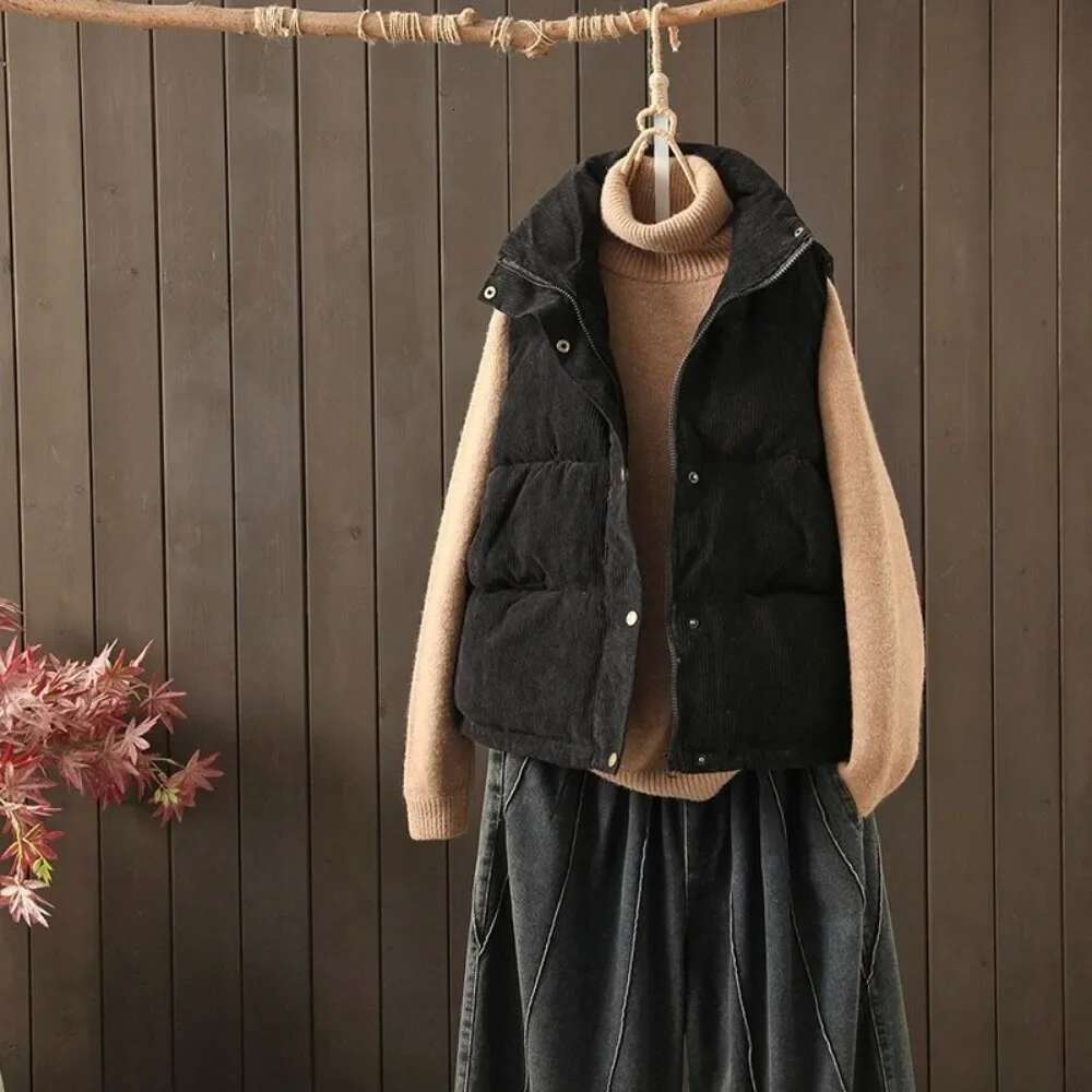 Short Loose Half Lady Giletes Winter Clothing Pretty Korean Style Trend 2025 Womens Corduroy VestsWorking Youthful Warm Cold