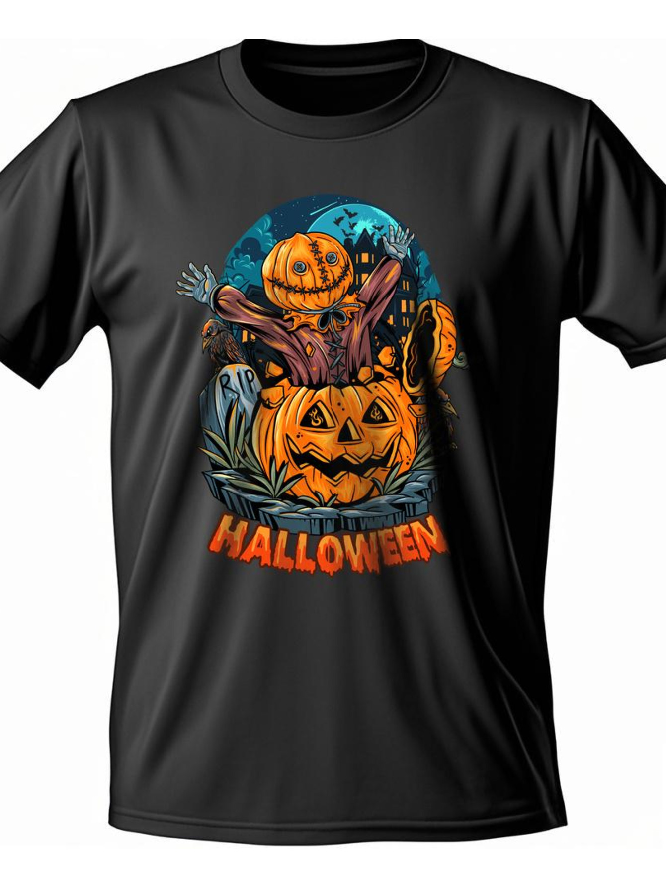 Dongdumaoyi S-3Xl Men Round Collar Graphics White Black Cotton T Shirts 180G Short Sleeve Adult Halloween 66e8