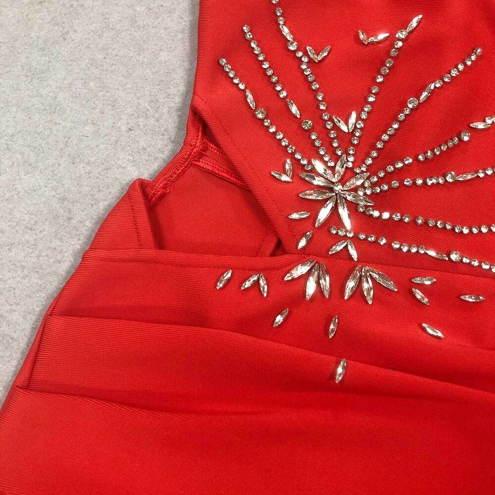 New Style Spaghetti Strap Elegant Bodycon with Rhinestones Slim Fit Long Evening Gown Dress