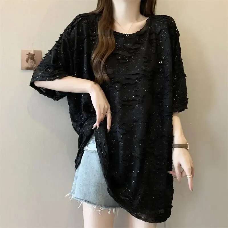 Short Sleeve T Shirt for Women Baggy Woman Tops Clearance Tee Y2k Fashion Korea Polyester Korean Popular Clothes Clothing Sale