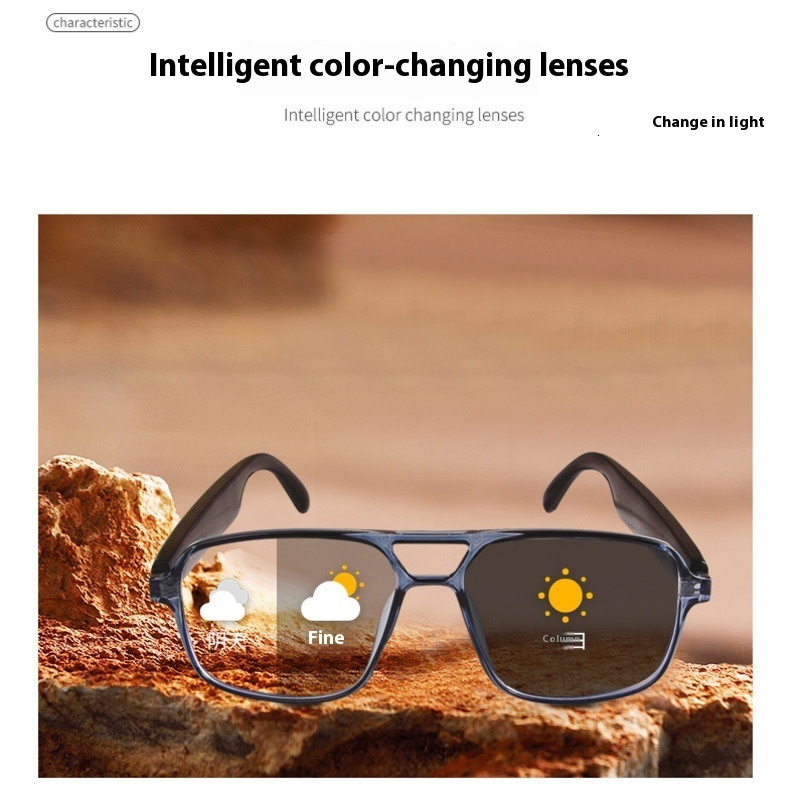 New Smart Bluetooth Glasses Double Beam Color Changing Lenses Anti-Blue Light Music Playback Call Anti-Uv Sunglasses