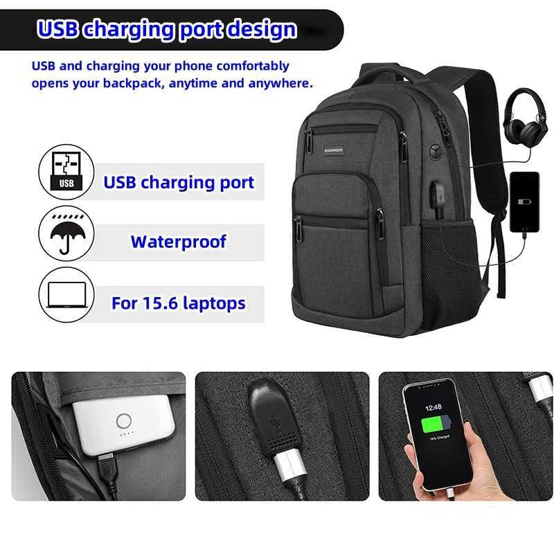 New Large Capacity Waterproof And Breathable Backpack 15.6-inch Computer Bag USB Reserved Port For Headphone Cable DOXUNGOO Z250617