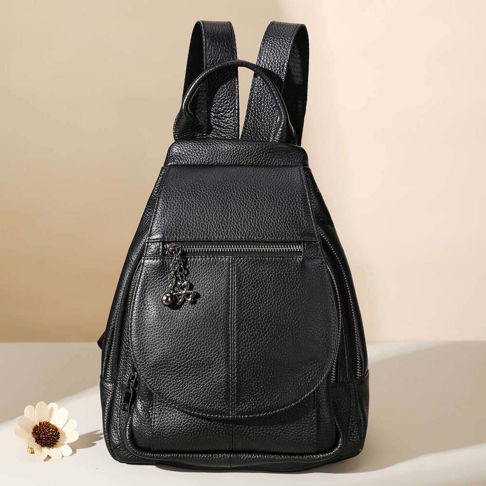 Women's backpack travel Double Shoulder Bagwith leather toe cover layer simple large capacity fashionable and high-end feeling