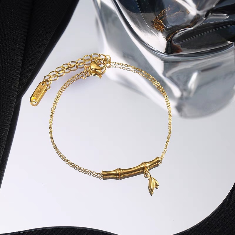 Fashion Chinese Style Trend Classic Bamboo Necklace Bracelet Simple Personality Titanium Steel Non-Fading Jewelry