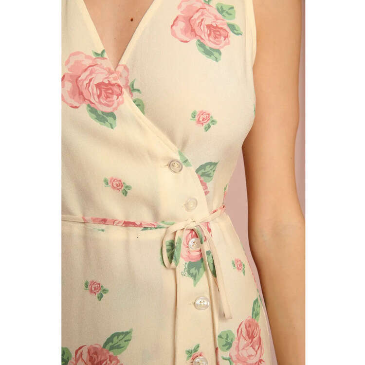 Sexy June Vestidos Elegantes Women Dresses Black Dress N489 Summer 2025 Printed Over-the-knee Mid-length French Tea Break Sleeveless Dress