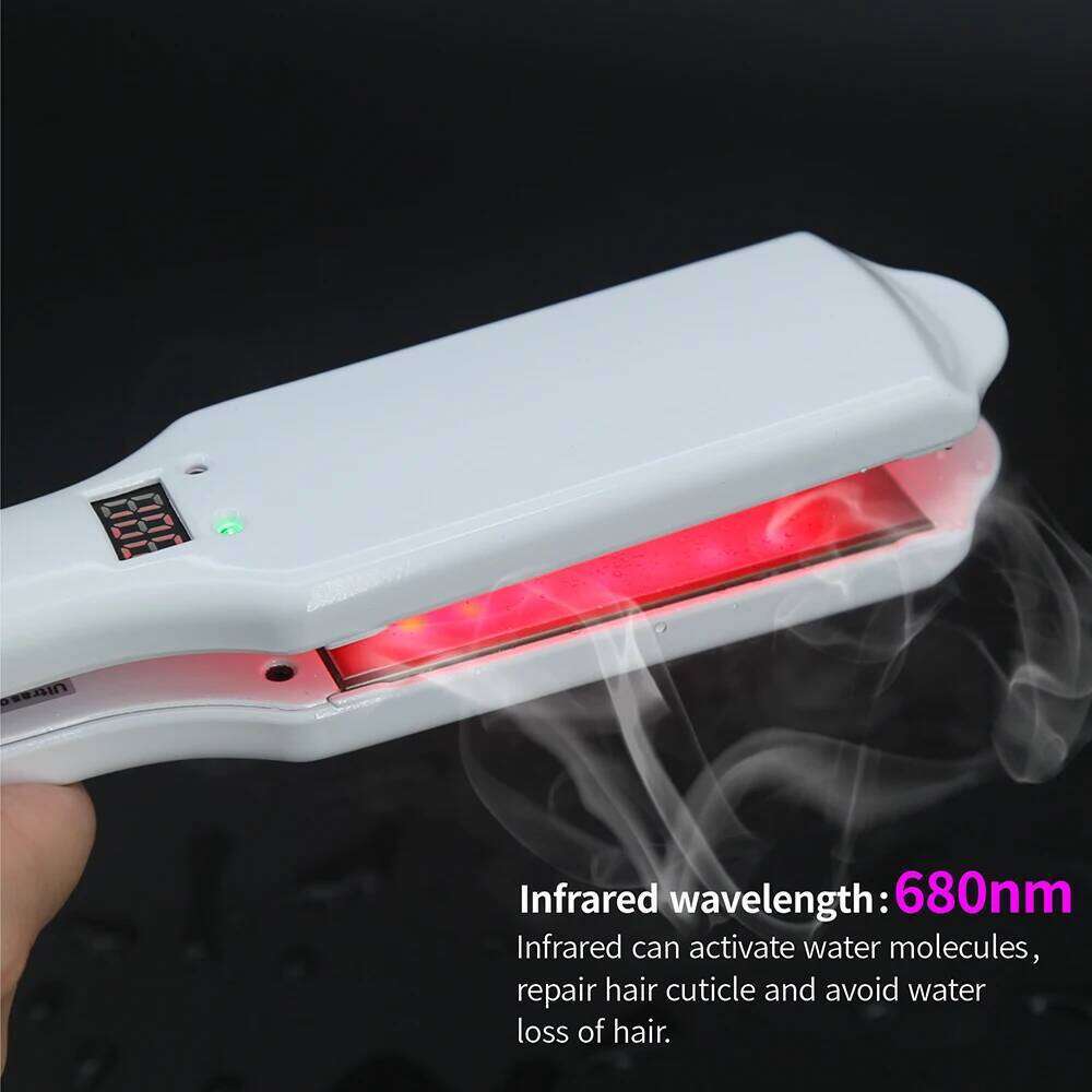 Ultrasonic Infrared Care Iron Keratin Argan Oil Recovers Damaged Wide Plate Hair Straight LCD Display Treatment Cold Irons