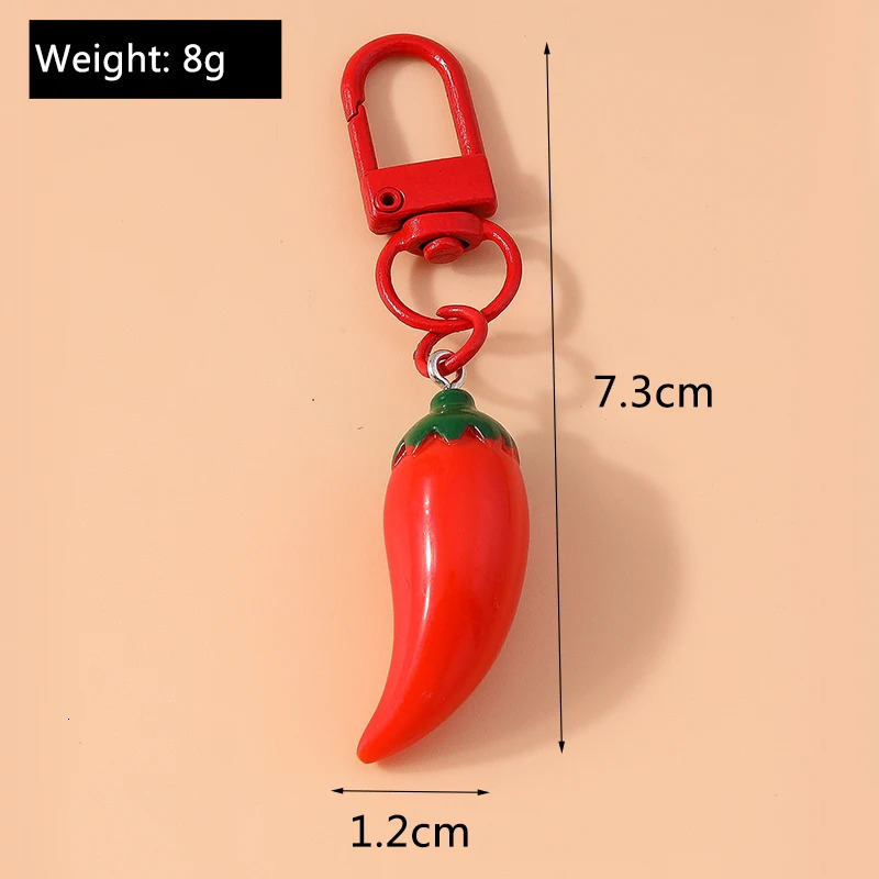 Cute Resin Chilli Keychain Simulation Pepper Key Rings Pendant for Car Key Holder Women Girls Handbag Decor DIY Jewelry Gifts 250616