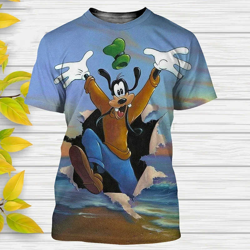 Disney 2024 New Disney Goofy 3D Print T-Shirts Cartoon Streetwear Men Women Tees Tops Kids Boys Girls Casual Fashion T Shirt W250617