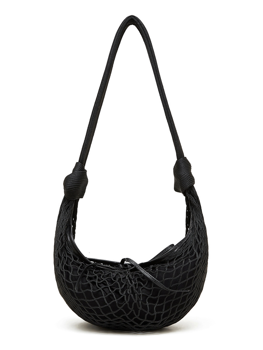 Free Shipping Designer Fashionable Genuine Leather Fishing Net Bag New Woven Women's Bag, Cow Horn Mesh Bag Niche Single Shoulder Crossbody Bag H